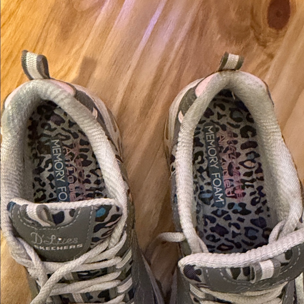 Skechers Kids' Gray Sneakers with Leopard Print - Picture 2 of 6
